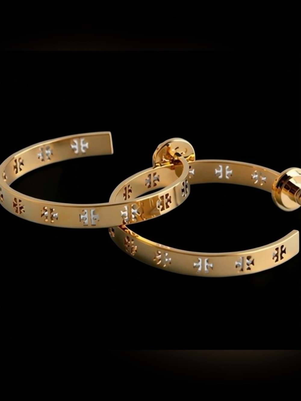 Tory Burch Gold Logo Cutout Hoop Earrings